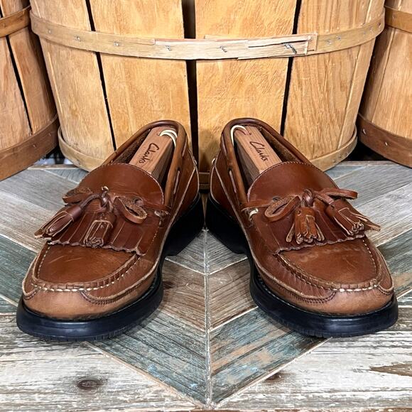 Brown Shoe Sundance Kiltie Tassel Brown Leather Slip-On Comfort Loafers Mens 8 - Picture 7 of 11